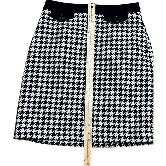 Ann Taylor woman’s 4 petite black white houndstooth a- line career skirt new - Picture 5 of 7